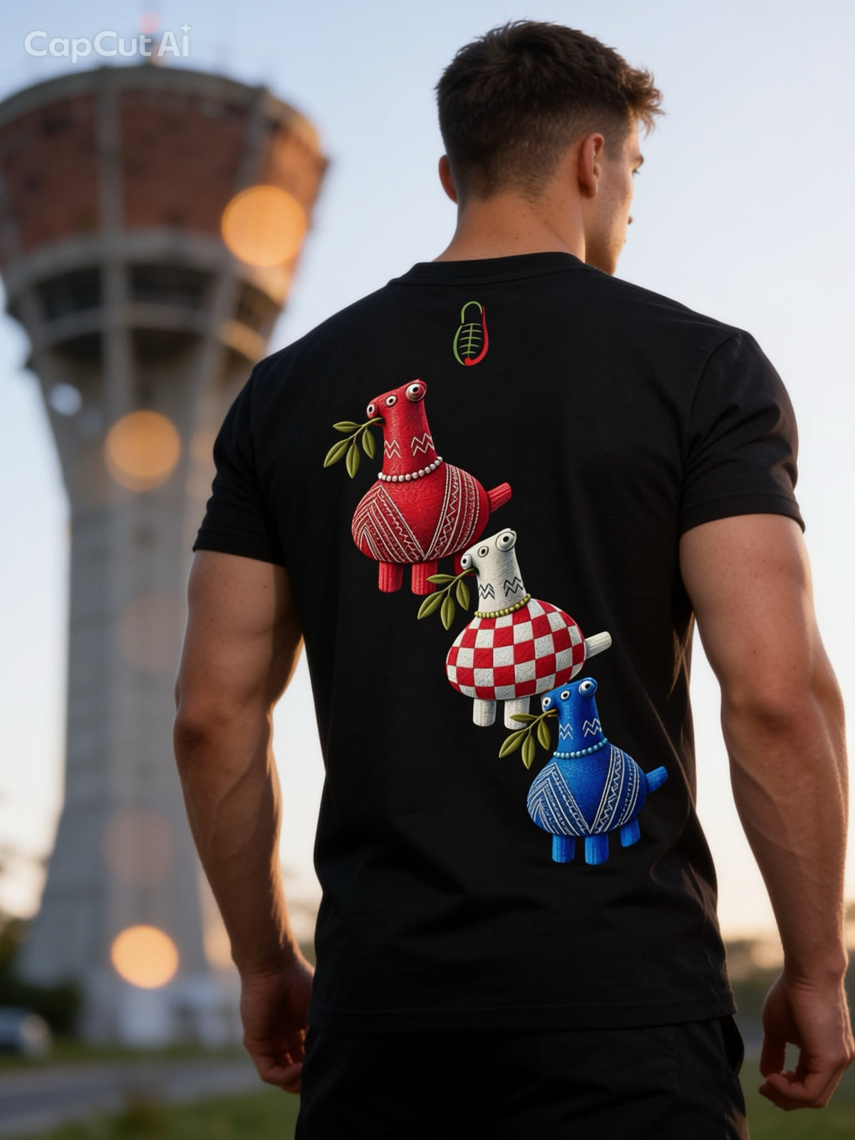 Jopanke Vucedol Tauben - Croatian Streetwear  T-Shirt schwarz