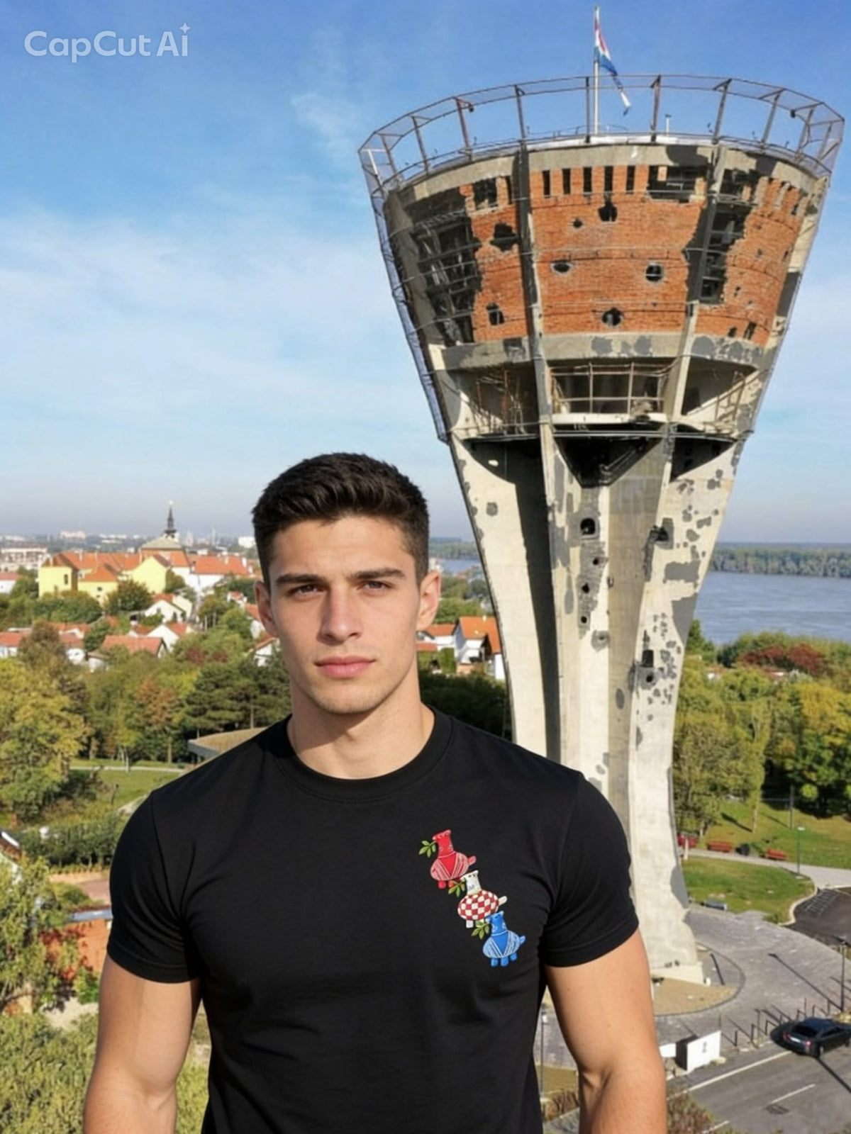 Jopanke Vucedol Tauben - Croatian Streetwear  T-Shirt schwarz
