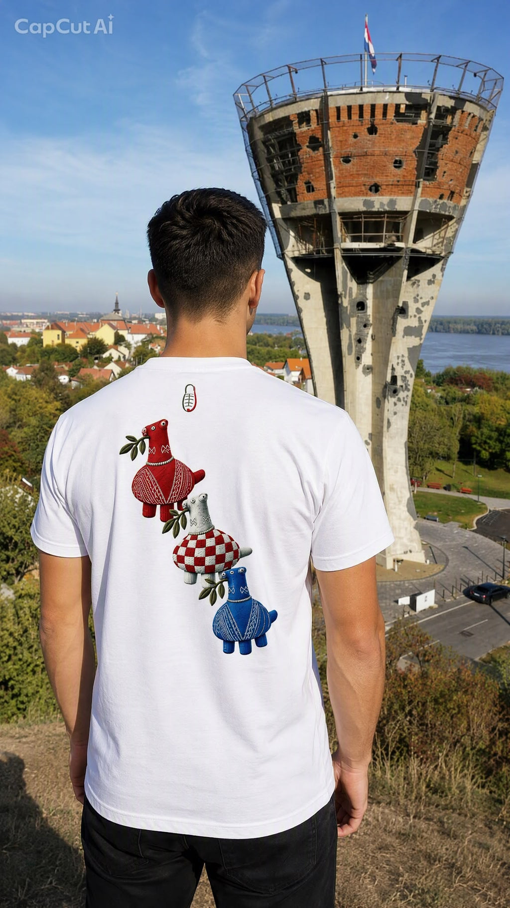 Jopanke Vucedol Tauben- Croatian Streetwear T-Shirt Weiß