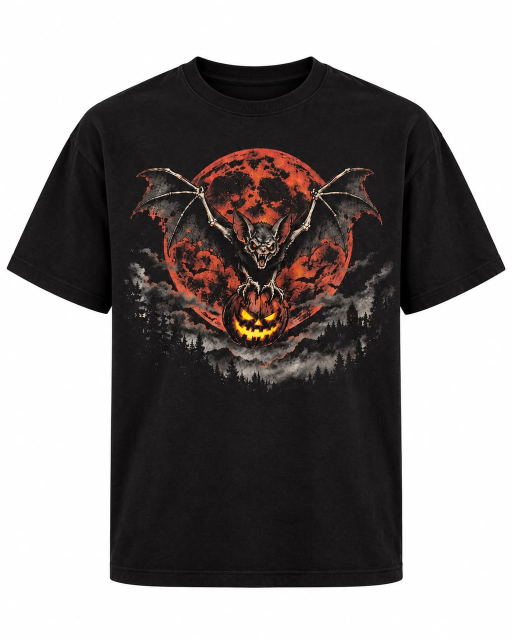 BLOOD MOON BAT – Halloween T-Shirt mit Fledermaus & Kürbis | Jopanke