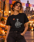 Jopanke SkELETT-Taube -Halloween T-Shirt Schwarz