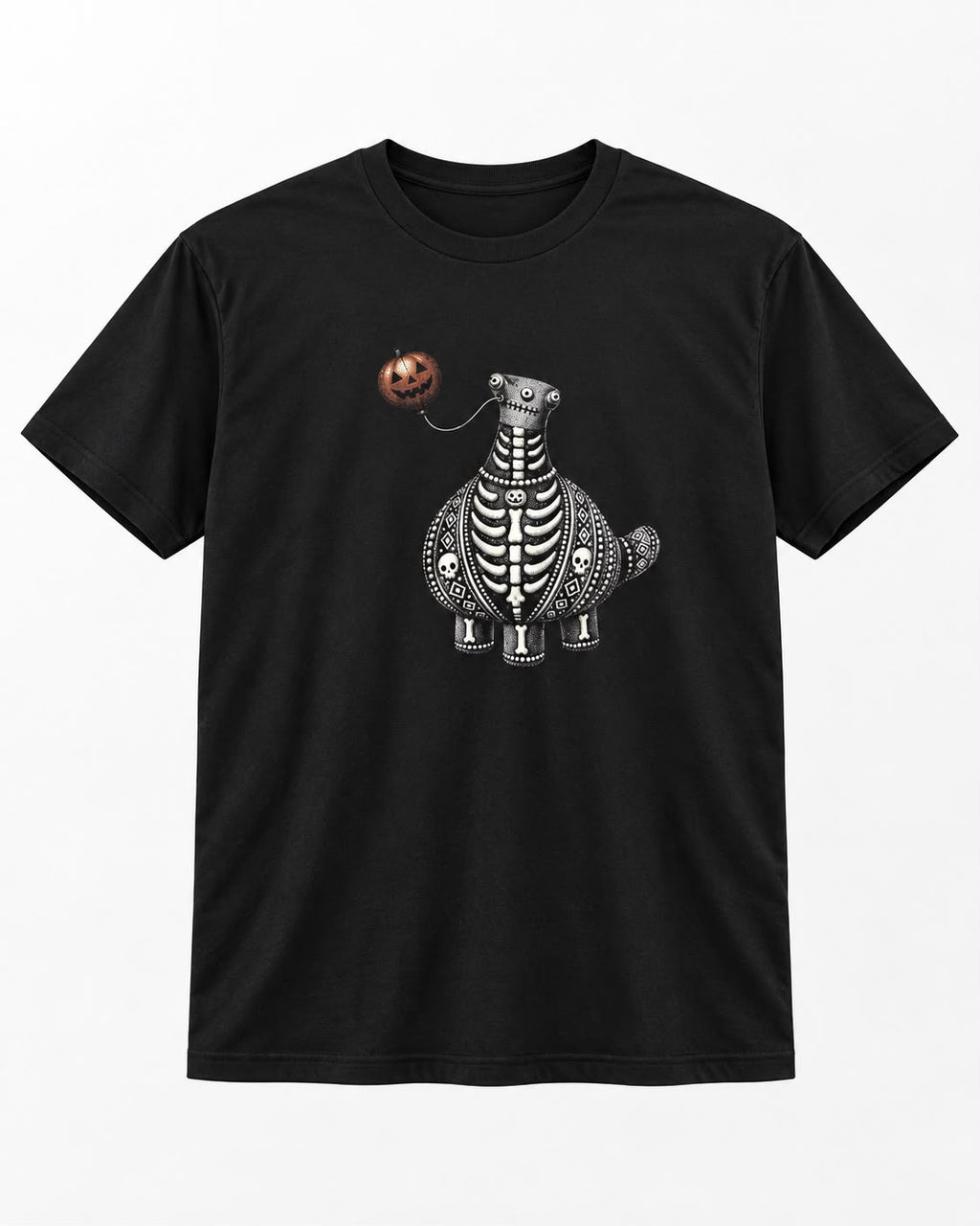 Jopanke SkELETT-Taube -Halloween T-Shirt Schwarz