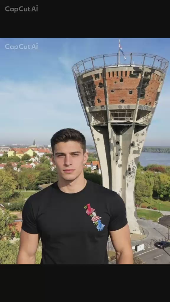 Jopanke Vucedol Tauben - Croatian Streetwear  T-Shirt schwarz